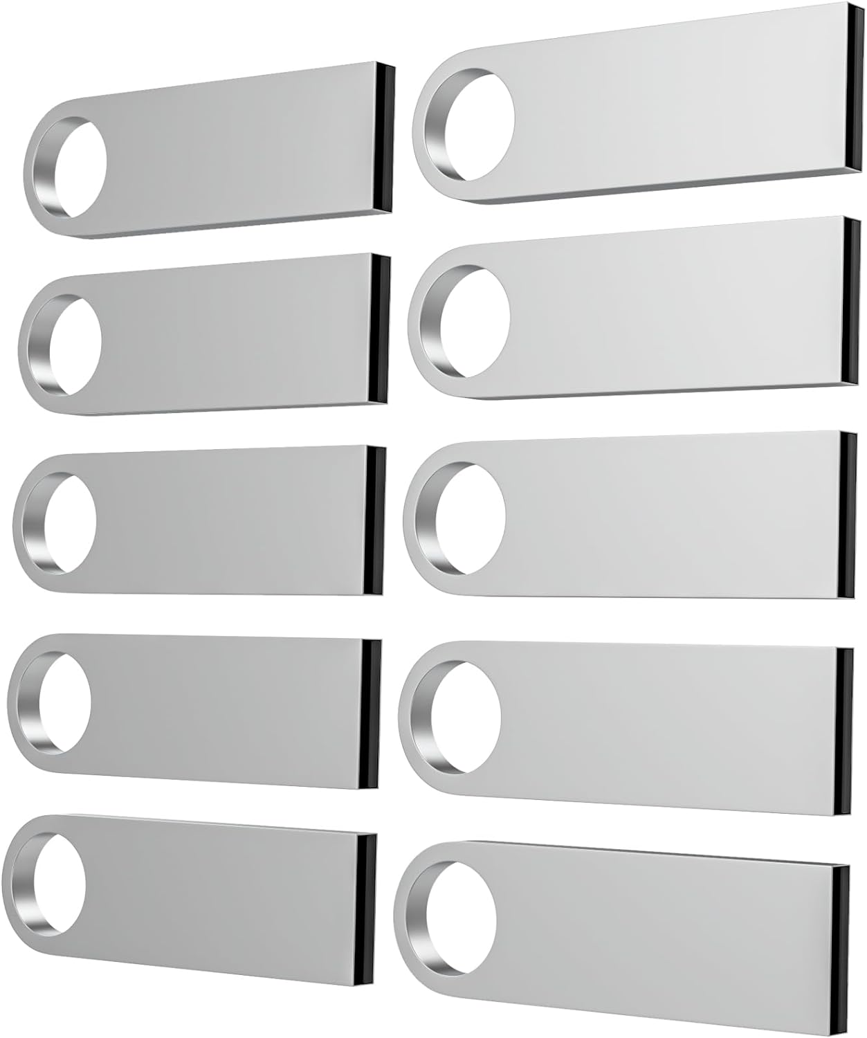 ABLAZE 128MB Flash Drive 10 Pack, Metal USB 2.0 Thumb Drives with Keychains USB Sticks Pendrives (Sliver)