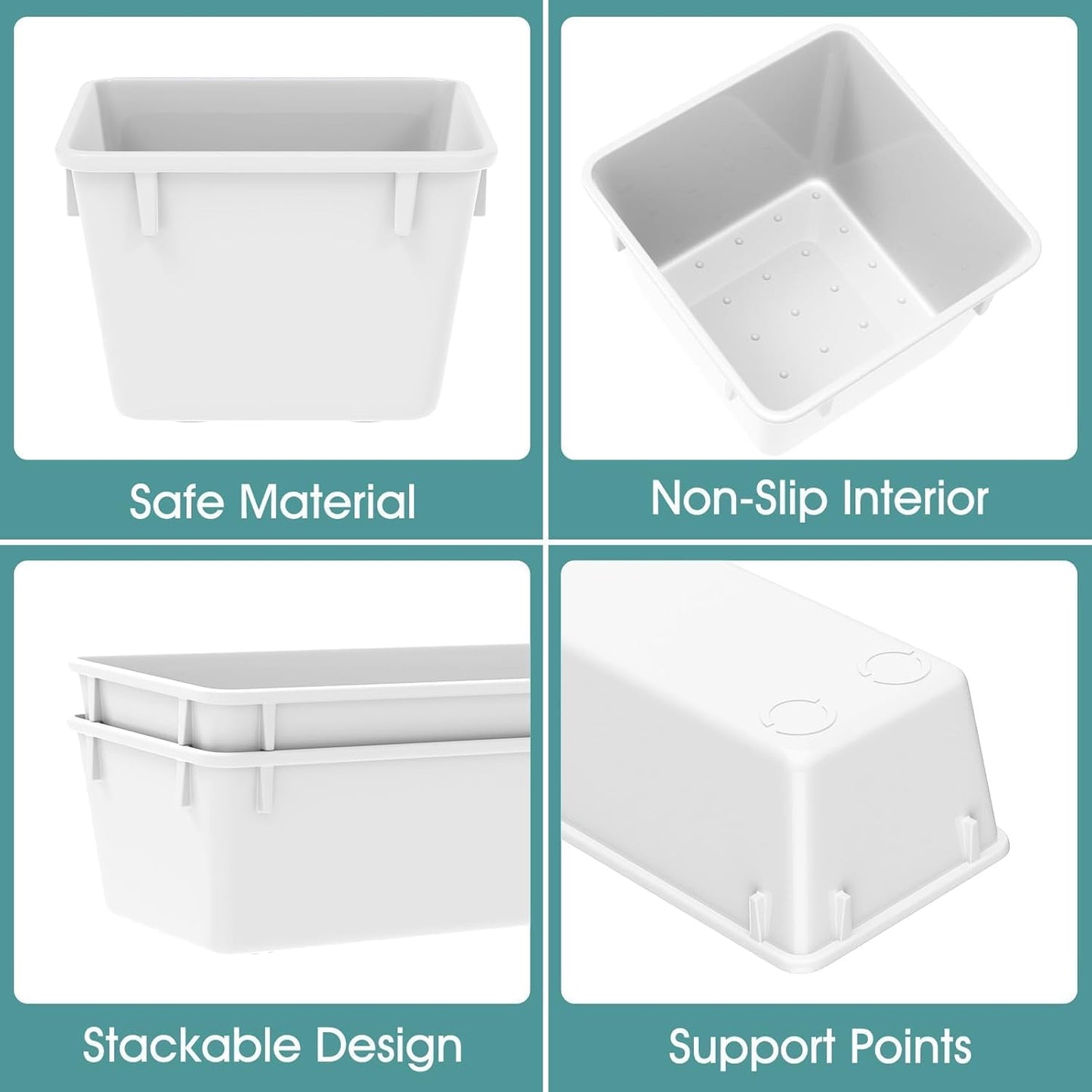 WOWBOX 25 PCS Plastic Drawer Organizer Set, 4 Sizes Desk Drawer Divider Organizers and Storage Bins for Makeup, Jewelry, Gadgets for Kitchen, Bedroom, Bathroom, Office, White