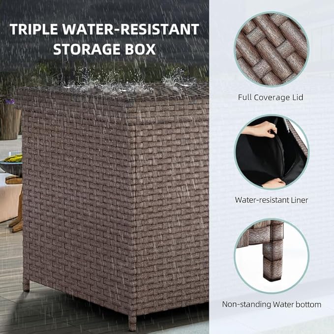 YITAHOME 260 Gallon Wicker Deck Box, XXL All-Weather Outdoor Storage Box, Extra Large Rattan Storage Bin for Patio Furniture, Outdoor Cushions, Pool Storage and Garden Tools (Brown)