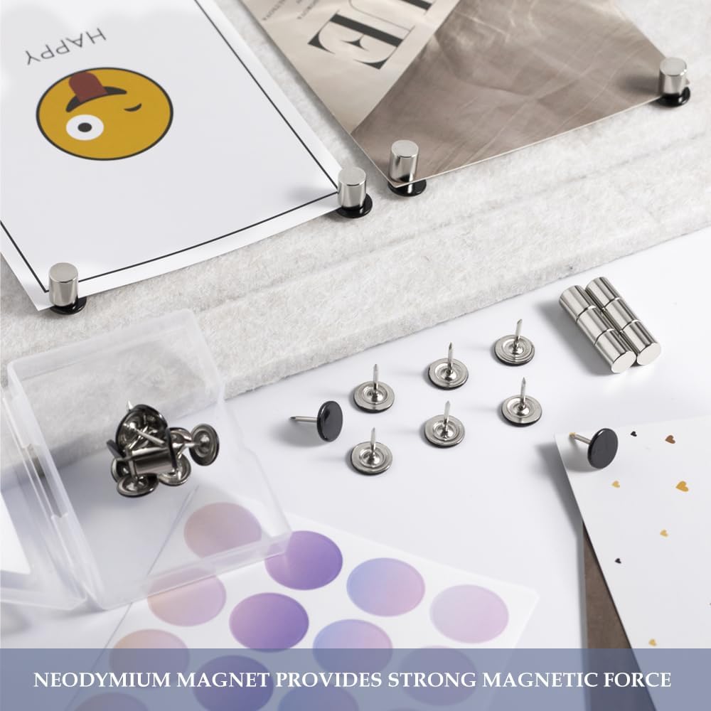 80 Sets Magnetic Pushpins, Magnet Thumbtack, Poster and Photo Hangers for Walls Bulletin Boards