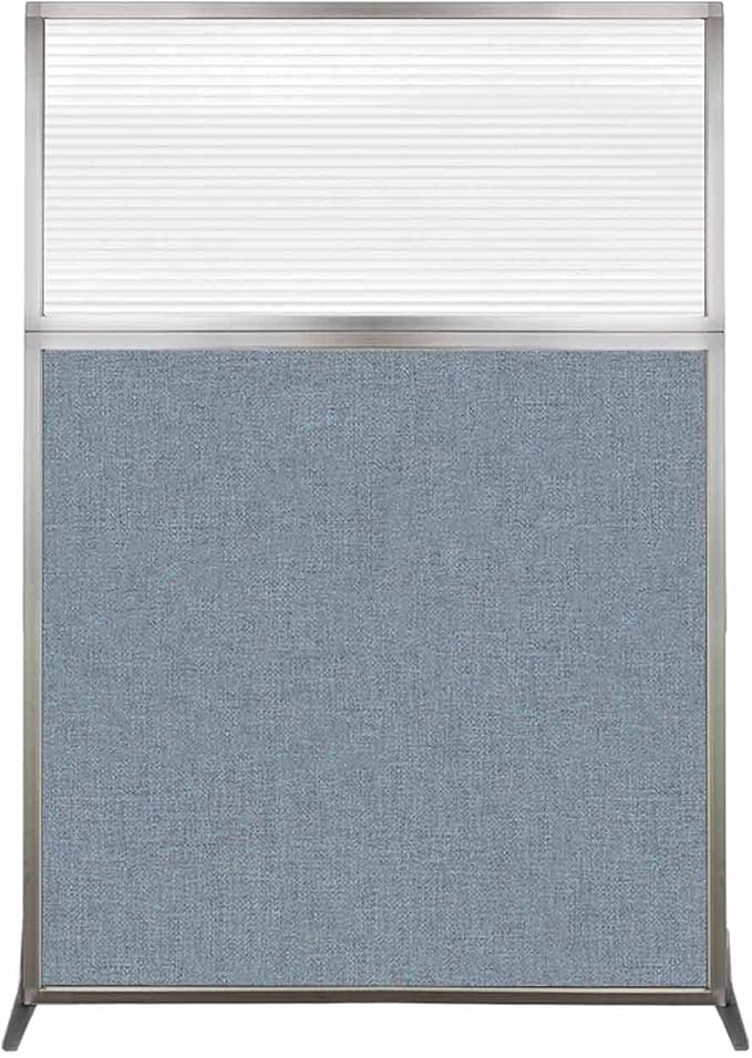 Versare Hush Screen Portable Room Divider | Workstation Wall Divider | Freestanding Privacy Hush Panels | Clear Fluted Windows | Fabric Office Divider Screen | Great for Room Separation