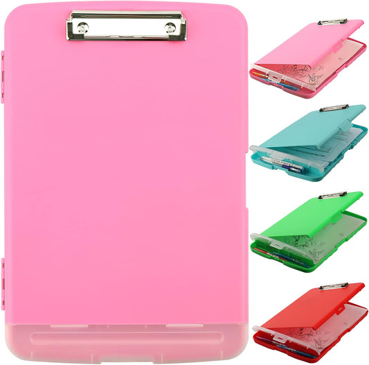Clipboard with Storage,A4 Binder Nursing Clipboards with Pen Holder,Heavy Duty Storage Clipboard with Low Profile Clip,Clipboards Folder Side-Opening,Smooth Writing Clip Board Office Supplies(Pink)