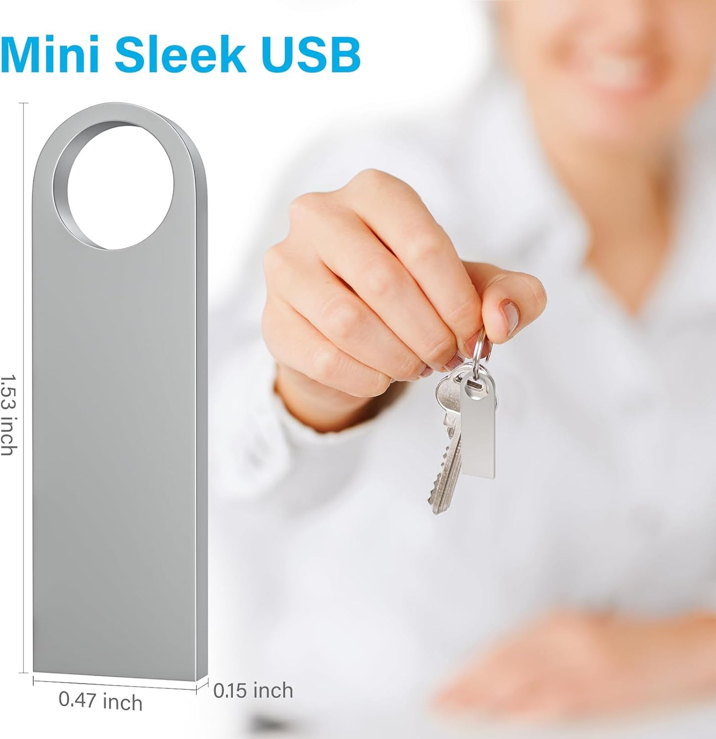 ABLAZE Custom Flash Drive 512MB 10 Pack, Personalized USB with Your Logo Metal Thumb Drives USB 2.0 Memory Stick Pendrive (Sliver)