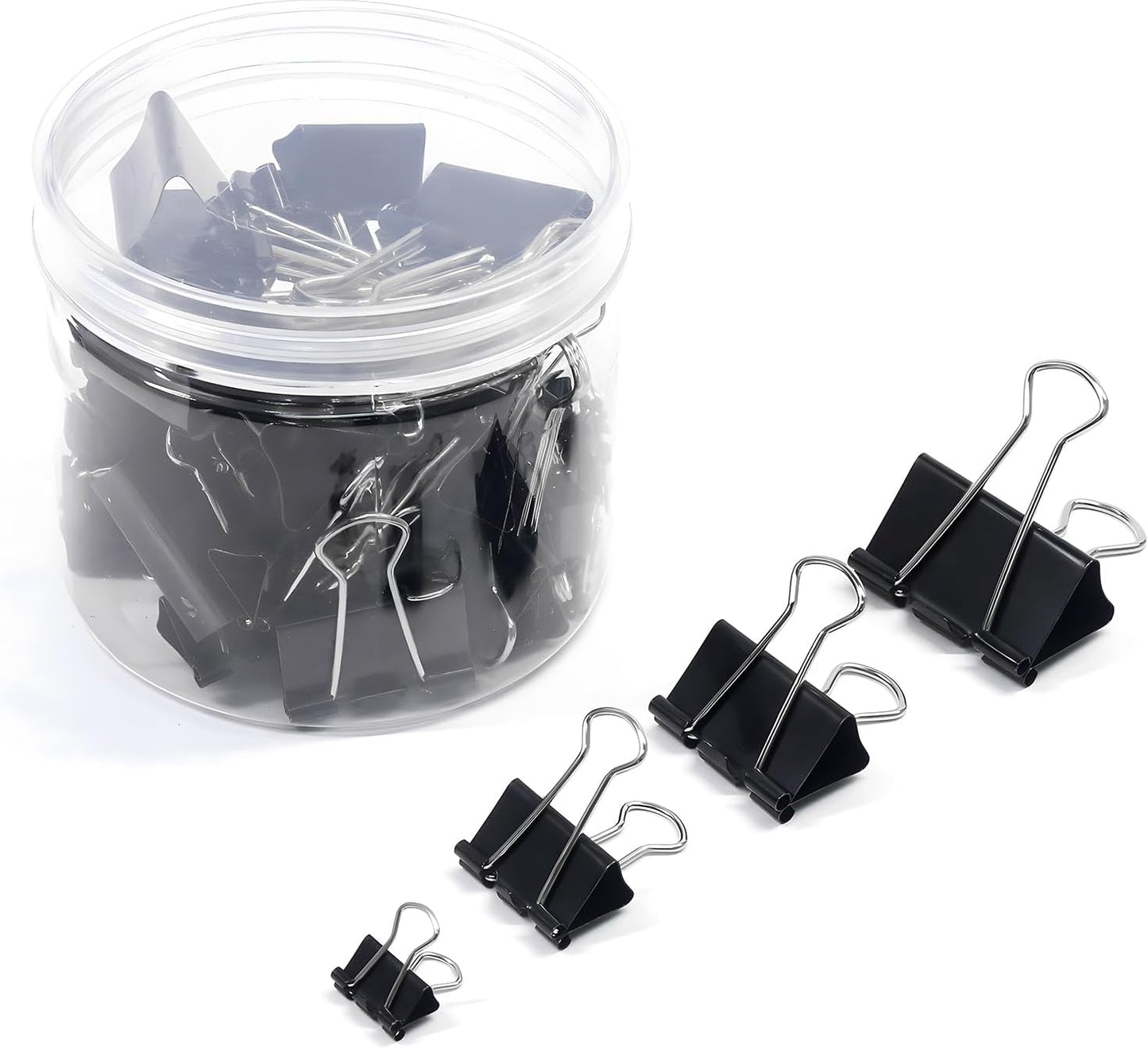 Black Binder Clips Assorted Sizes - Coideal 100 Pcs Metal Binder Paper Clips Foldback Bulldog Clip Clamps for Office School (Mini, Small, Medium, Large)