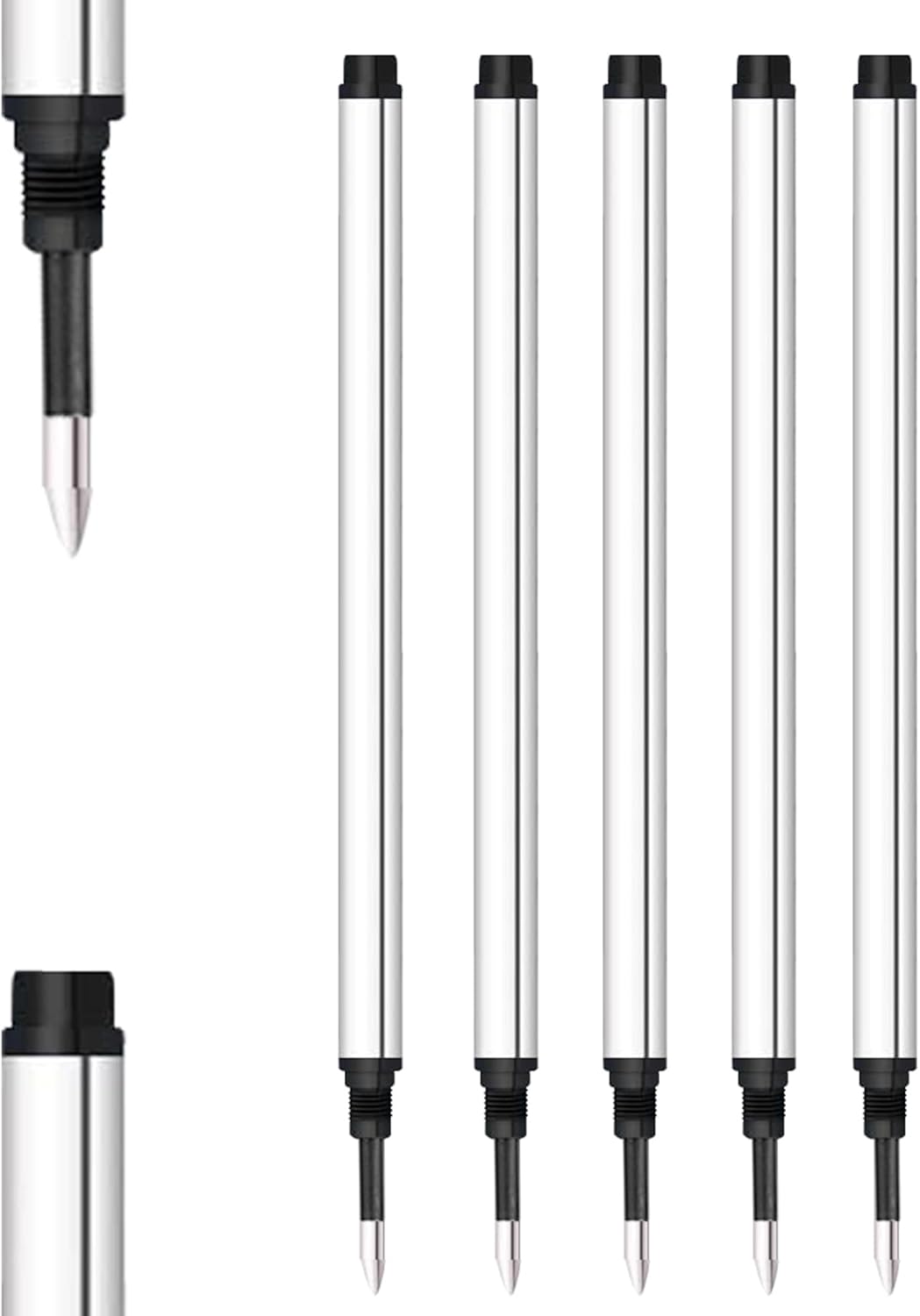 DunBong Spiral Refill, Replaceable Gel Ink Rollerball Refills 5 Pack, 0.5mm Medium Point, Threaded Rolling Ball Refills (Red)