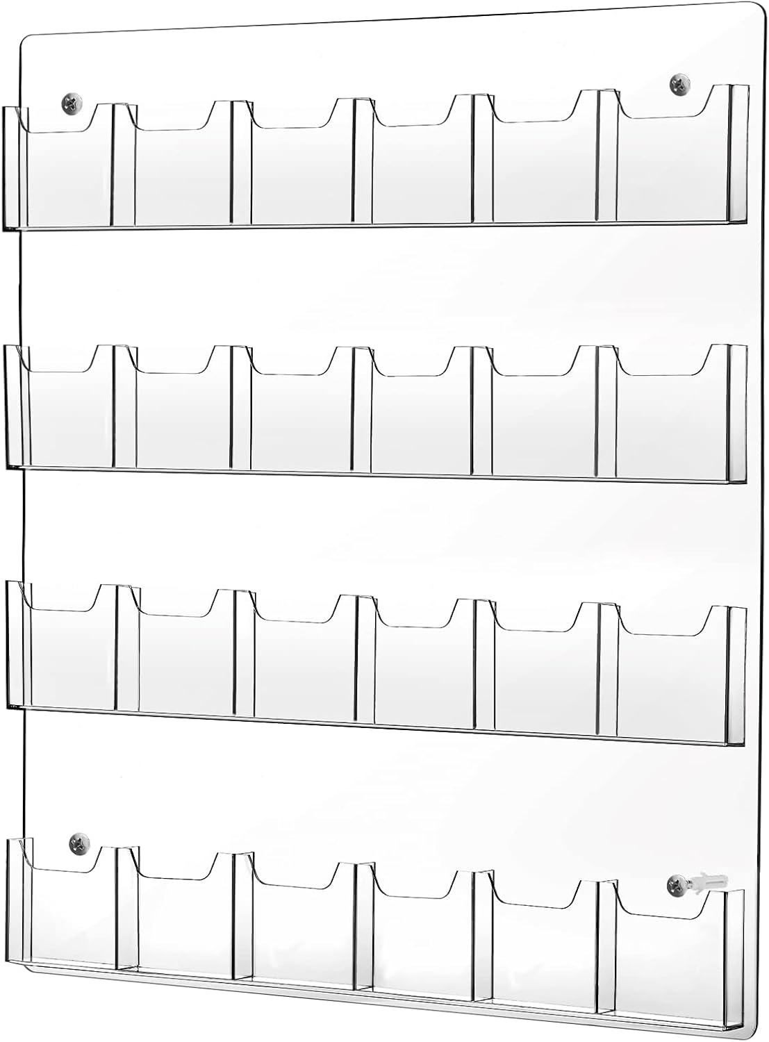 Weysat Acrylic Brochure Pamphlet Holder Brochure Display Stand Business Tri Fold Multi Slot Holder Rack Wall Mount Clear Pocket Space Saver for Flyer Literature Menu Advertise(1 Piece)