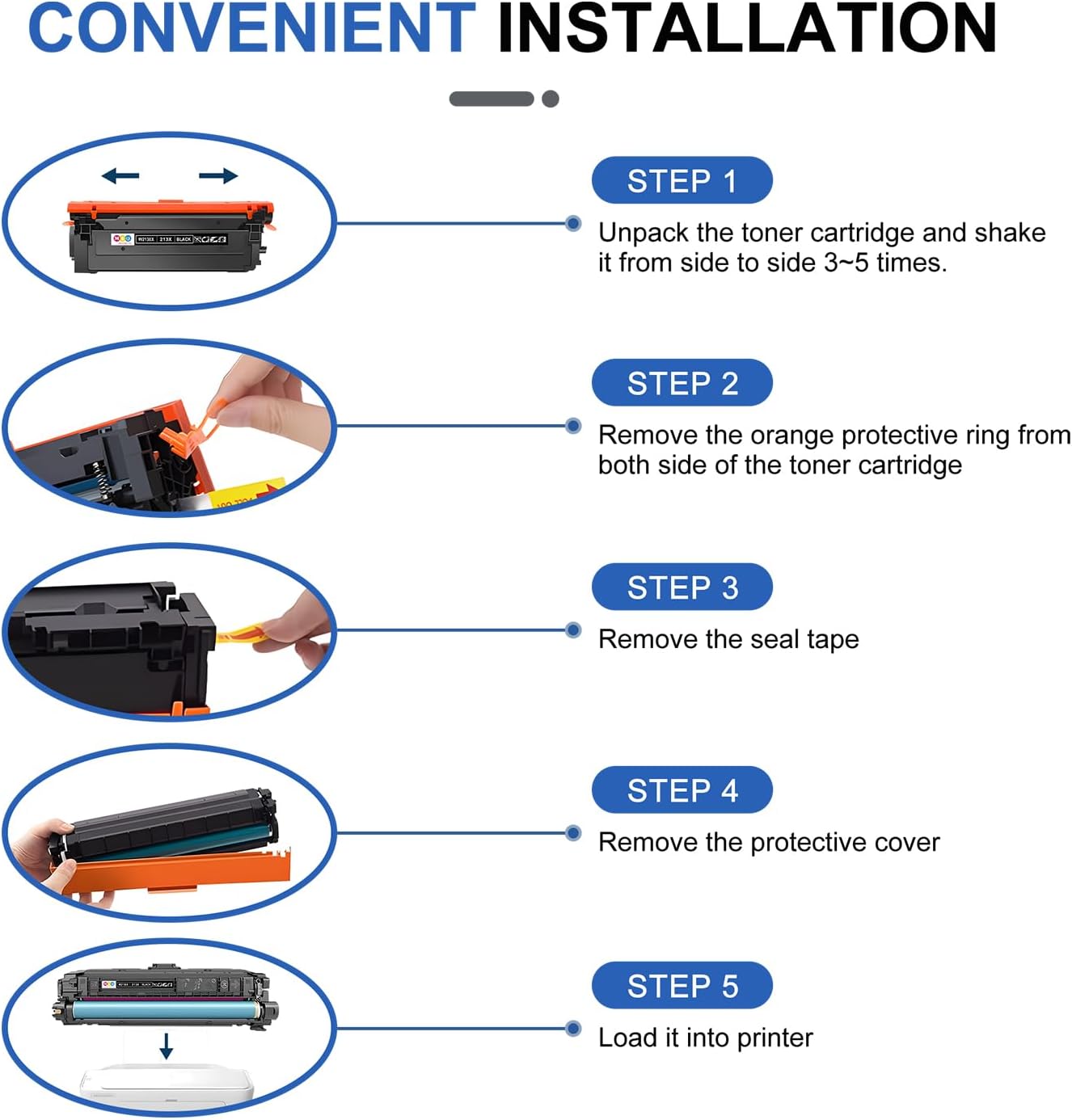 213X Black Toner Cartridge W2130X(with Chip) Compatible with 213X for Enterprise 5700dn 6700dn 6701dn, MFP 5800 6800, Flow MFP 5800 6800(1Pack, Black)