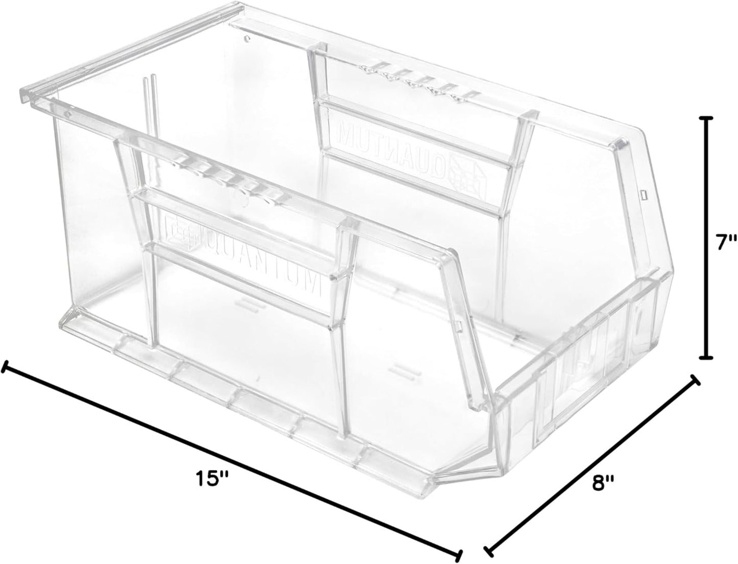 Hudson Exchange 15" x 8" x 7" Plastic Stackable Storage Bin and Hanging Container (Crystal Clear, 1 Pack)