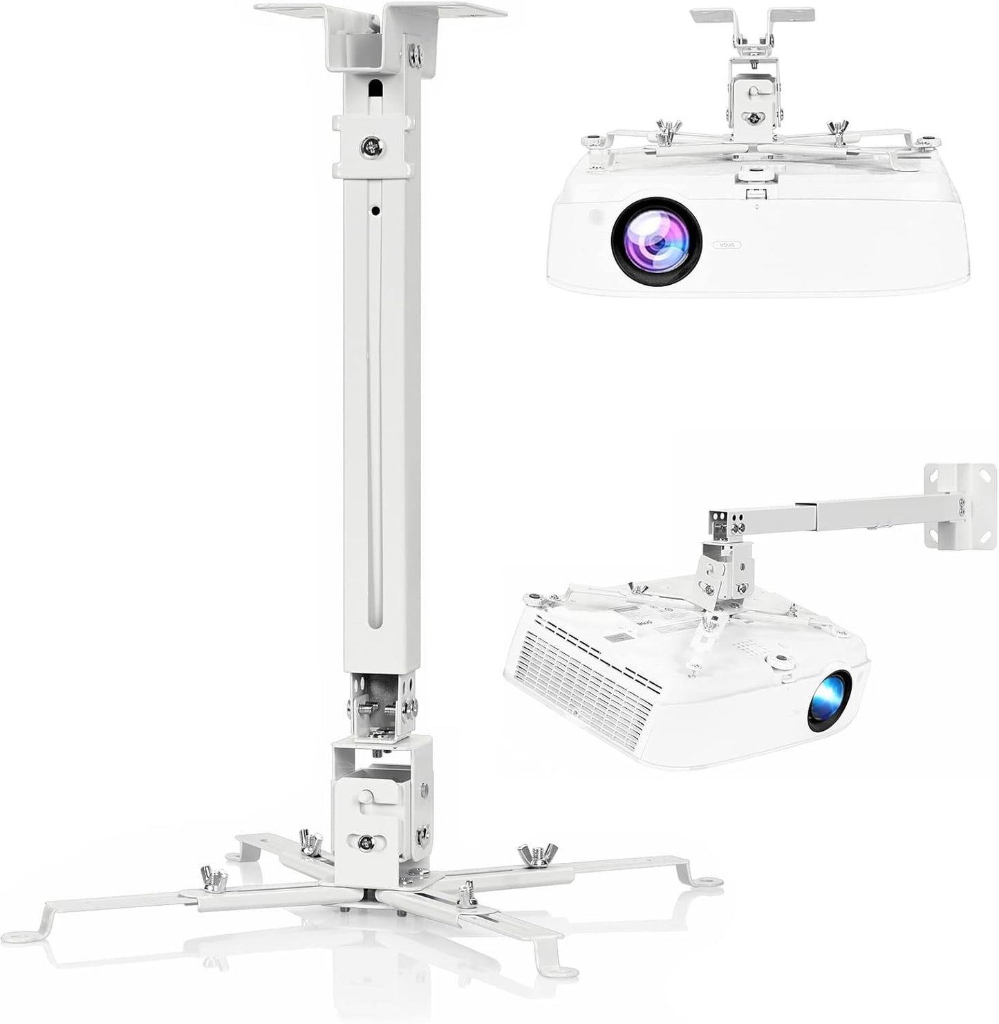 Adjustable Projector Ceiling/Wall Mount - 3-in-1 Universal Bracket for Projector Mounting, Universal Height Adjustable Mount Holder with Extension Pole