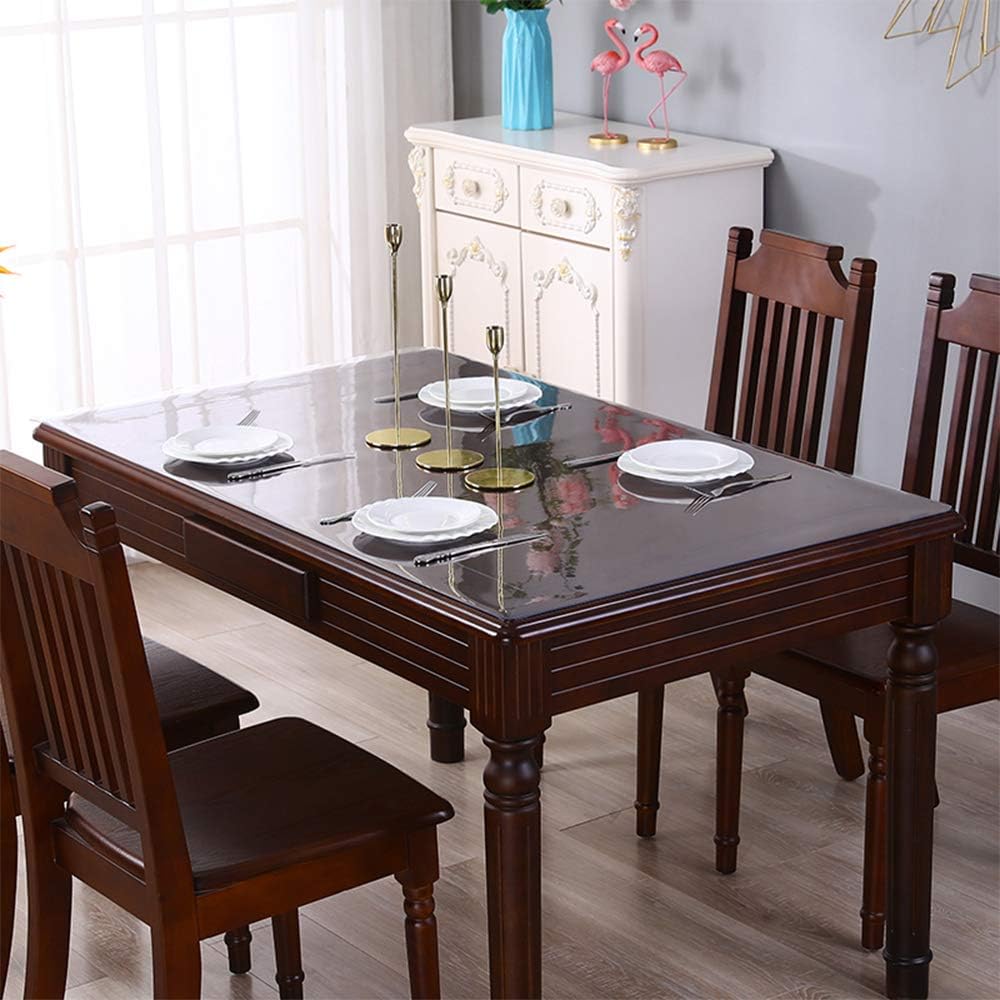 1.5mm Thick 22x22 Inch Square Clear PVC Table Protector Wipeable Table Pad Vinyl Table Cover Cloth Plastic Desk Protector for End Table Night Stand Painting Desk Waterproof Heat Resistant Laptop Mat