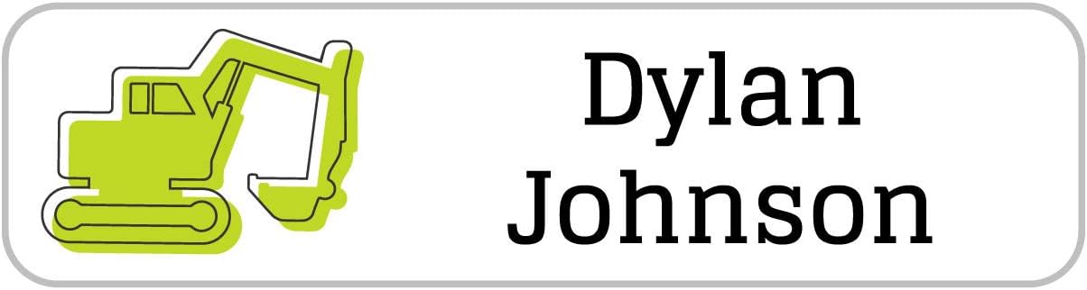 Name Bubbles - Custom Small Rectangle Name Labels for Kids (64 Labels) - Personalized Waterproof Name Stickers for Daycare, Lunch Boxes, Water Bottles, Shoes, School Supplies, & Camp (Truck)