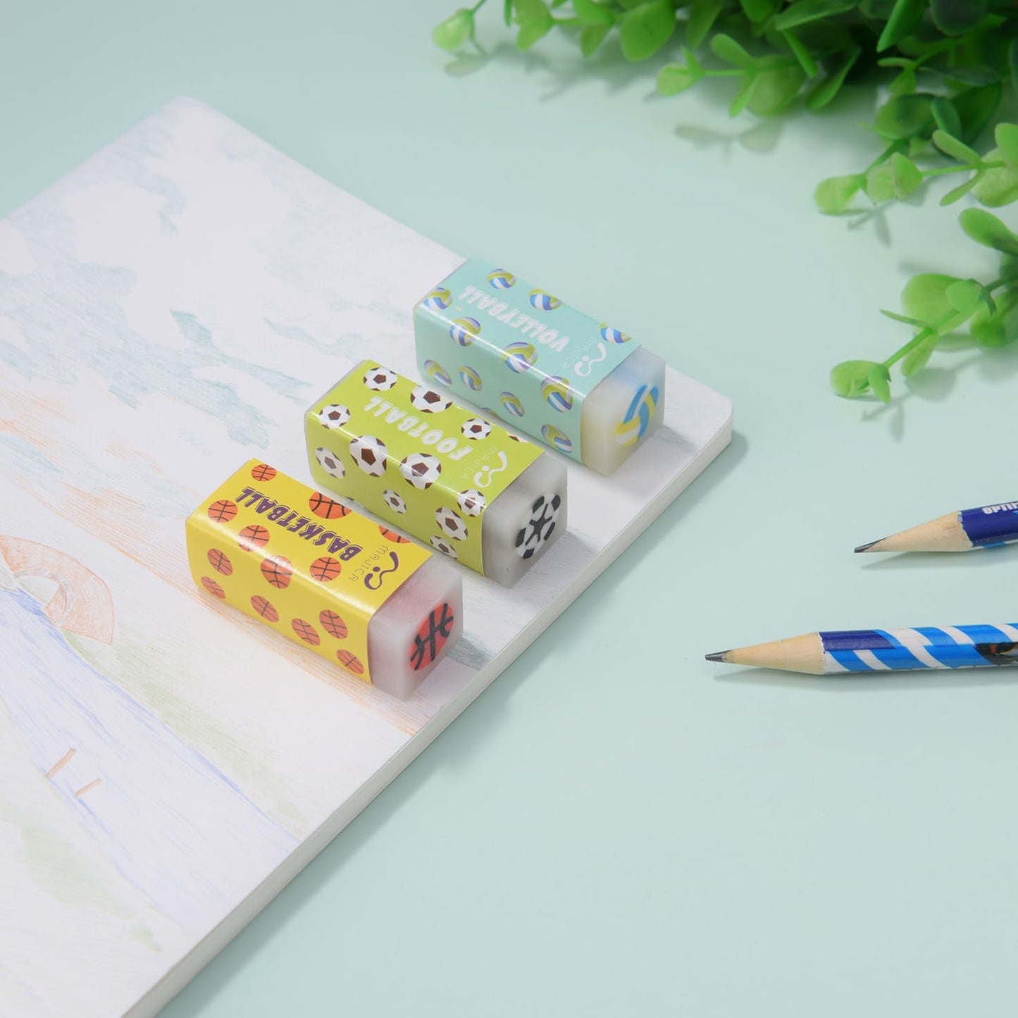 18 Pack Kawaii Ball Erasers for Kids, Colorful Jelly Erasers for School Supplies and Art Projects