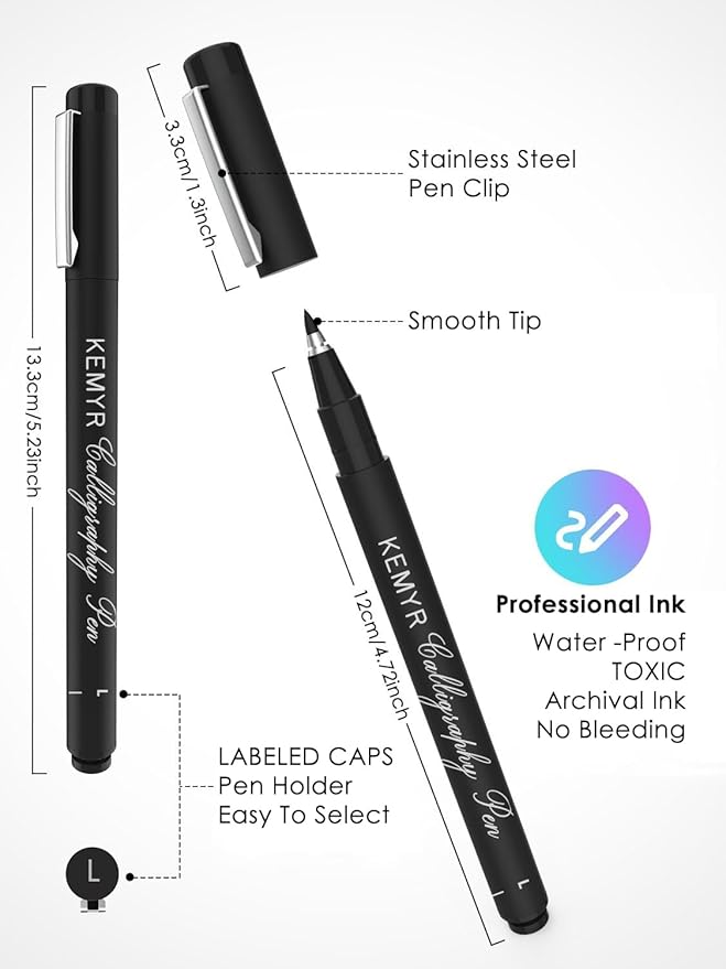 4 Micro Fine liner Drawing Art Pens Calligraphy Pens: L Size Black Art supplies Waterproof Archival Black Ink Markers For Artists,Use for Professional Watercolor,Sketching