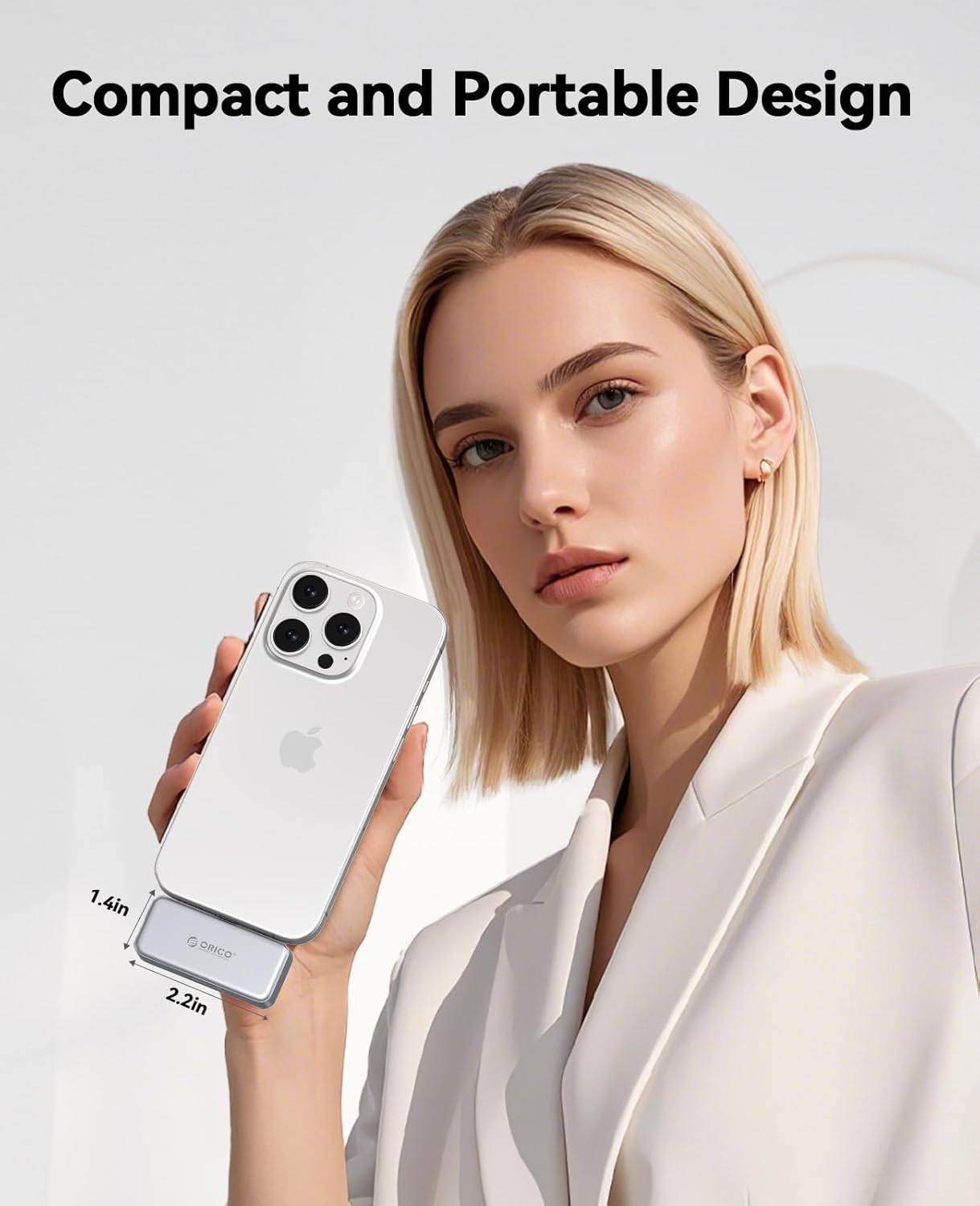 ORICO FlashPod 512GB Portable SSD Up to 2000MB/s, Direct Plug Design, High-Speed External SSD with USB 3.2 Gen2x2 20Gbps Interface, Reliable Storage for iPhone 16 Series, Tablets, Laptops - S20