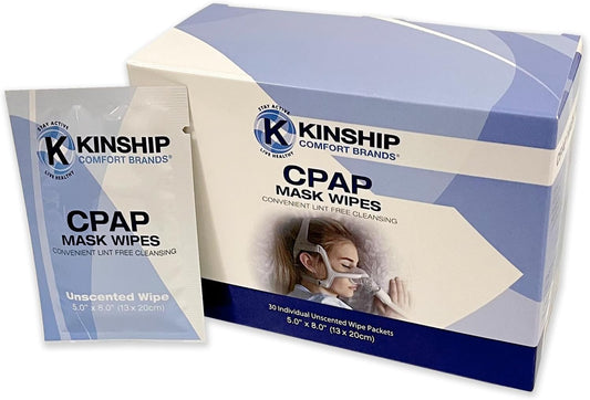 CPAP Mask Cleaning Wipes Unscented and Lint Free Cleanser to Clean Filters, Tubes and Machines, Individually Wrapped Towelettes, Pack of 30