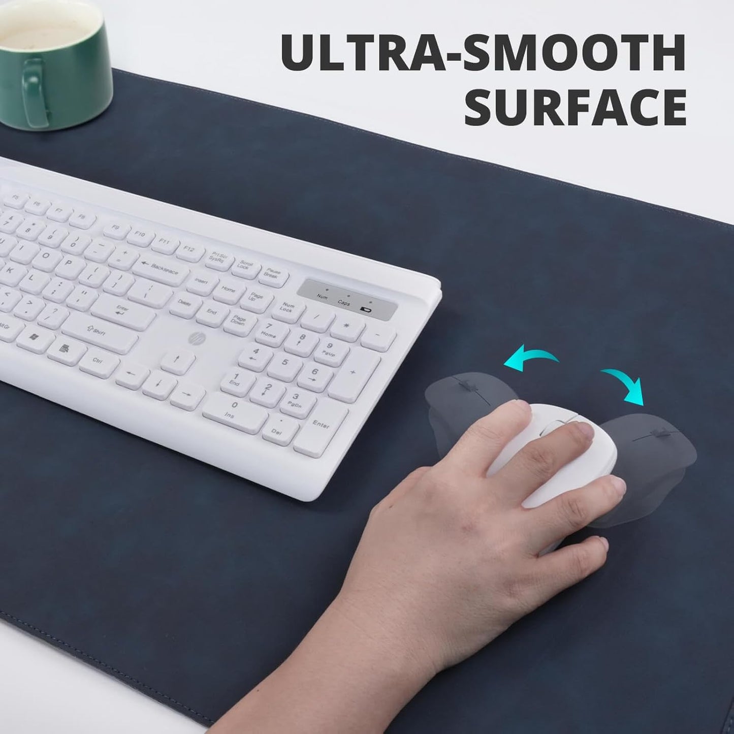 Magnetic Wireless Charging Desk Pad, Office Desk Mat with Wireless Charger, Waterproof and Scratch-Resistant Large Mouse Mat, Microfiber Leather Mouse Pad for Office and Home Use, Blue Color