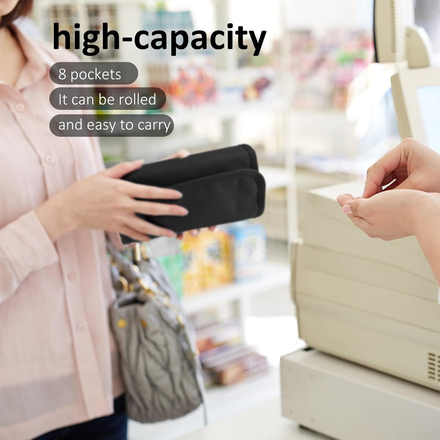 Money Organizer, Money Wallet for Cash with 8 Zippered Pockets Multipack Cash Bill Organizer Envelope Wallet for Budgeting Savings Travel Currencies Receipt Coupons Tips, Black(Black)