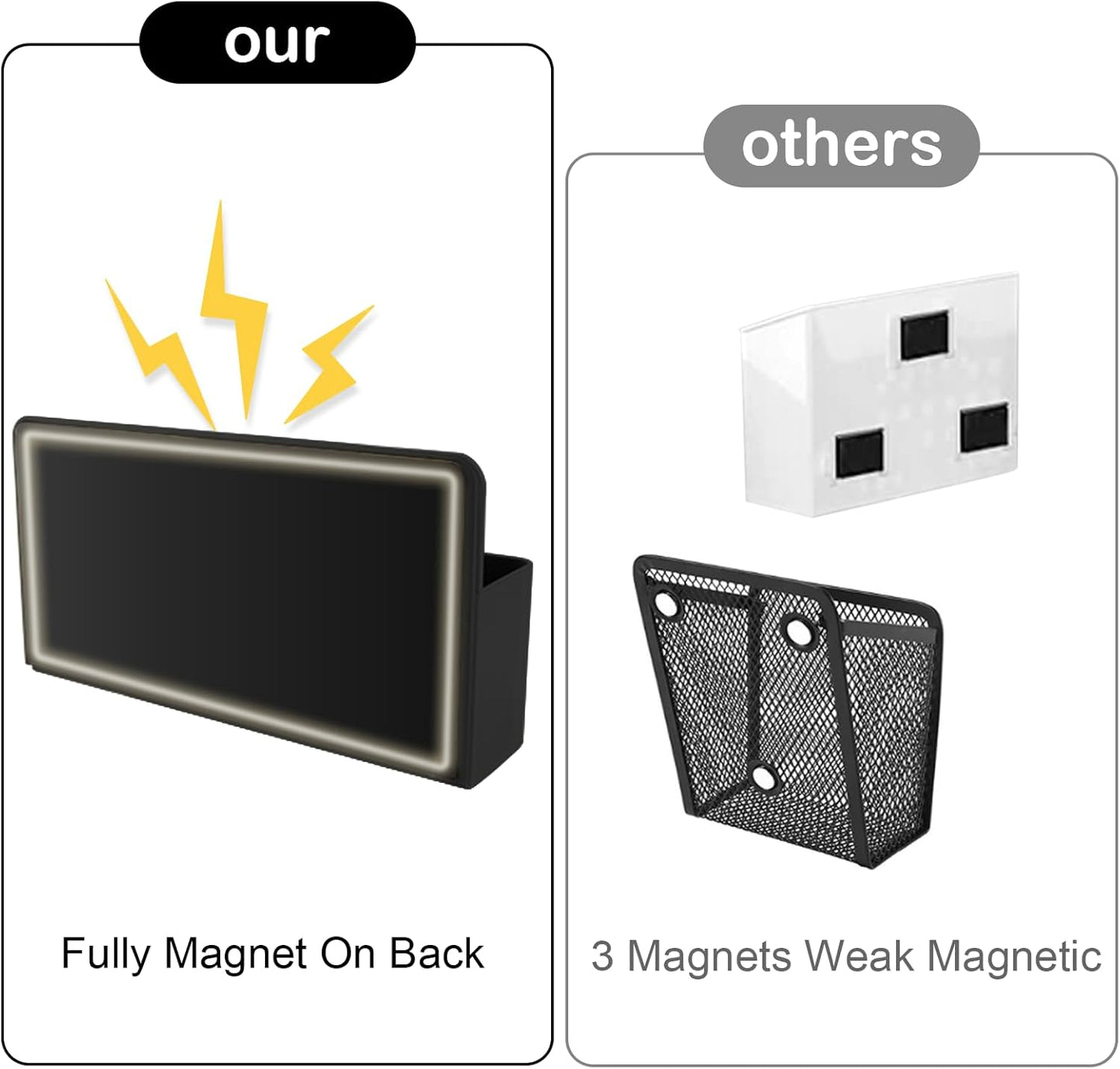 Magnetic Pen Holder,3 Compartments Magnetic Dry Erase Marker Holder,Extra Strong Magnet Storage Marker Pen Pencil Organizer for Refrigerator,Whiteboard,Locker Accessories(Long Style)
