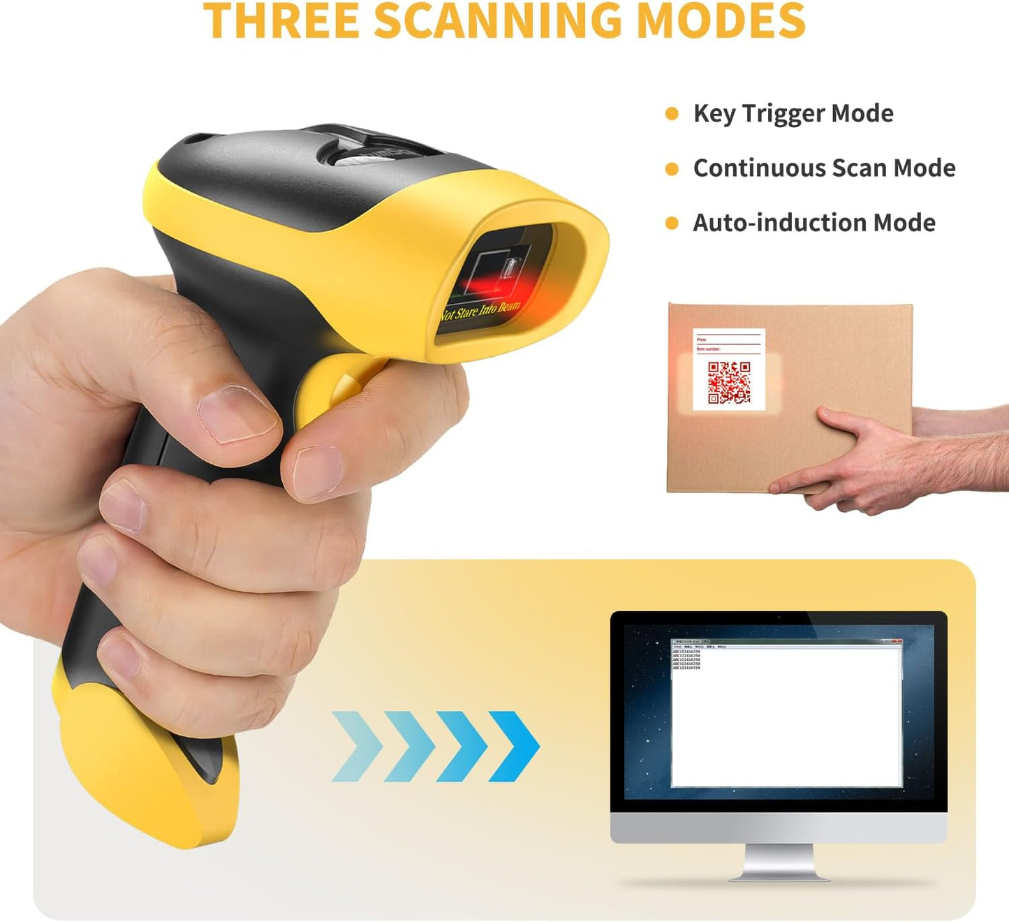 NetumScan Bluetooth QR Barcode Scanner, 3 in 1 Automatic Wireless 1D 2D Barcode Reader USB Image Code Scanner for Store, Warehouse POS, Computer, Tablet, iPad, iPhone, Android