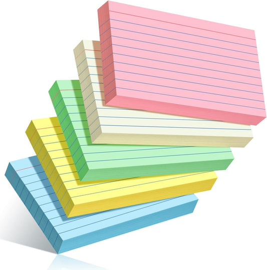 250 Pack Colored Index Cards 3x5, Flash Cards for Studying, Heavy Note Cards 3x5 for Office, Home and School, 5 Colors, Each Color Individually Wrapped, 50 Pack Per Package