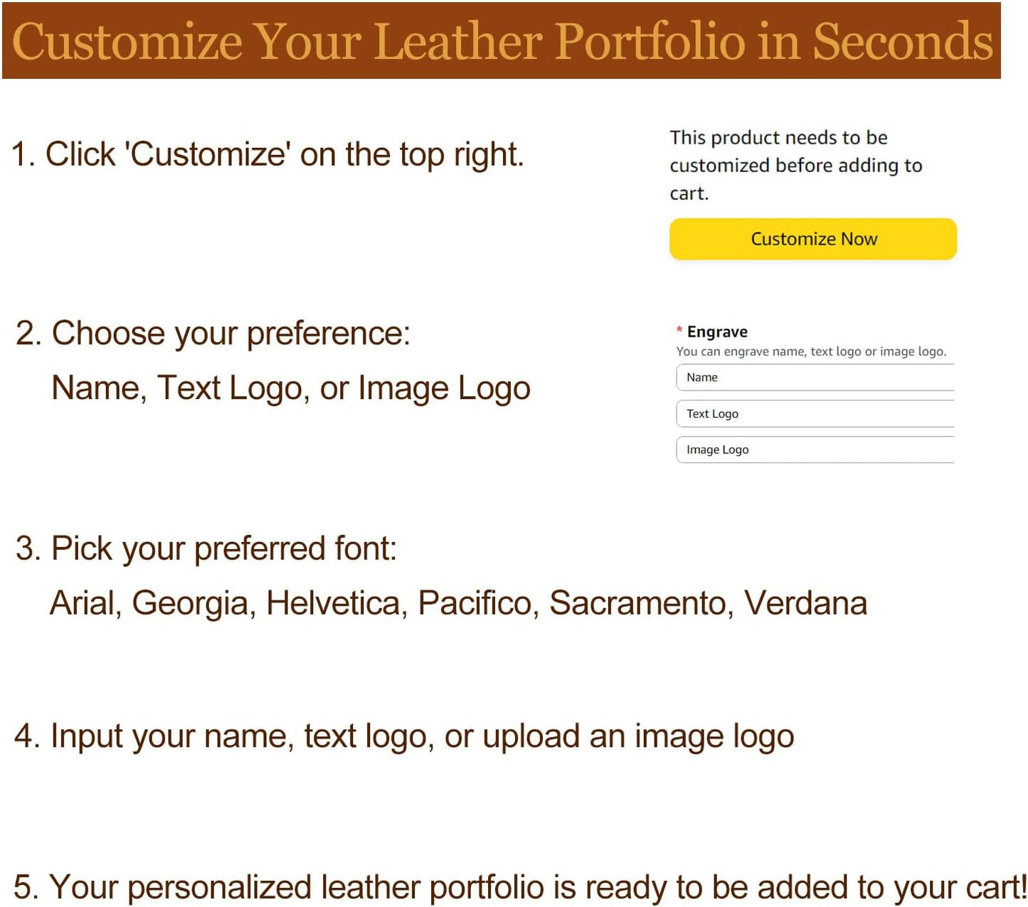 Personalized Genuine Leather Portfolio 3 Ring Binder with Clipboard, Hidden Handle, Custom Engraved 8.5 x 11 Zip Padfolio, Business Professional Organizer for Men Women, Brown