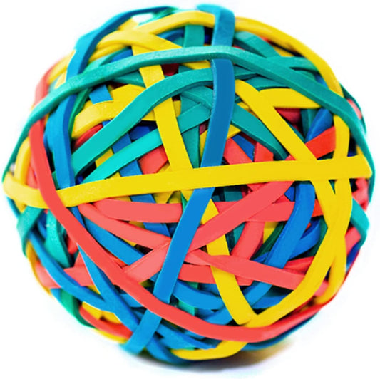 Anvin Rubber Band Ball 110 Around Rubber Bands 100g Elastics Colorful Bands Wrapping Bands Durable Bands for Stationery Document Organizing Stocking Fillers(Assorted Colors in Blue Green Red Yellow)
