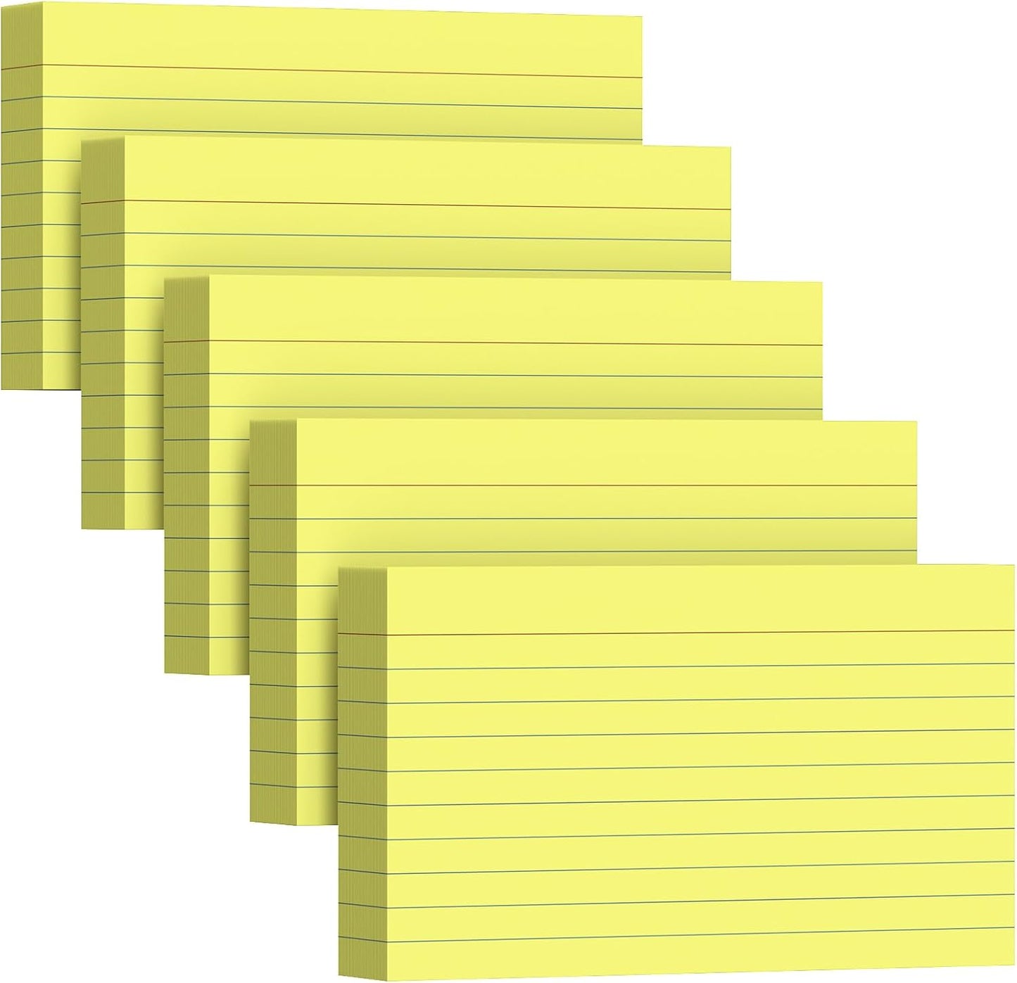 250 Count Index Cards 3 x 5 Inch, Heavyweight Yellow Lined Note Cards Portable Ruled Flash Cards Perfect for Studying and Organizing, Note Taking Study Flashcards for Home, School and Office