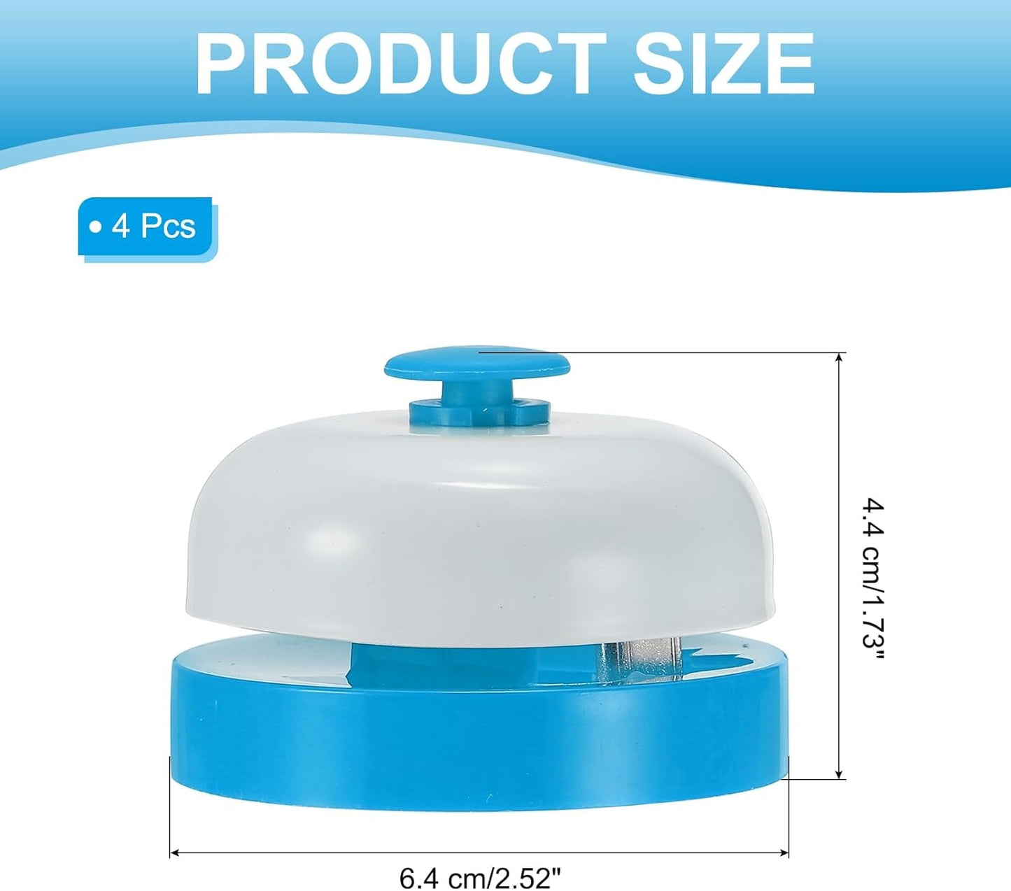 PATIKIL 4 Pcs Desk Call Bell 2.5" Dia with Metal Anti-Rust Construction Blue/White