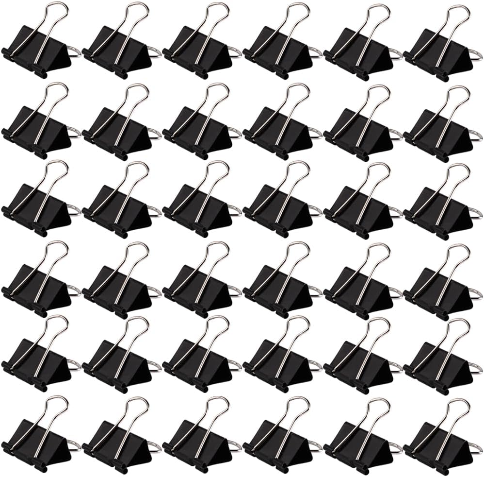 THREEBEGETSALLA 100pcs Binder Clips, 19mm Black Office Paper Clip, Foldback Clips Clamp Binder Clips for Office Home Supplies