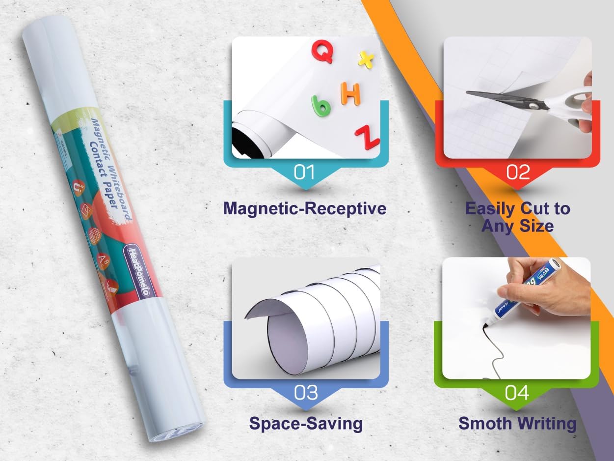 Large Magnetic Dry Erase Board Sheet 60" x 40" Adhesive Backing White Board Sticker for Wall Peel and Stick Whiteboard Contact Paper for Conference Room Office Home