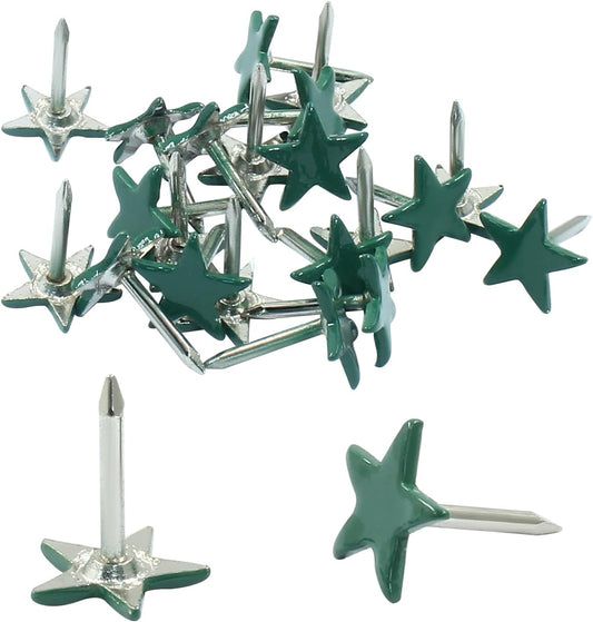 Piutouyar 150 Pcs Star Push Pins, Dark Green Upholstery Tacks Star Shaped Decorative Thumb Tacks Metal Upholstery Pins for Upholstered Furniture Cork Board DIY Projects or Home Decor 11 x 13mm