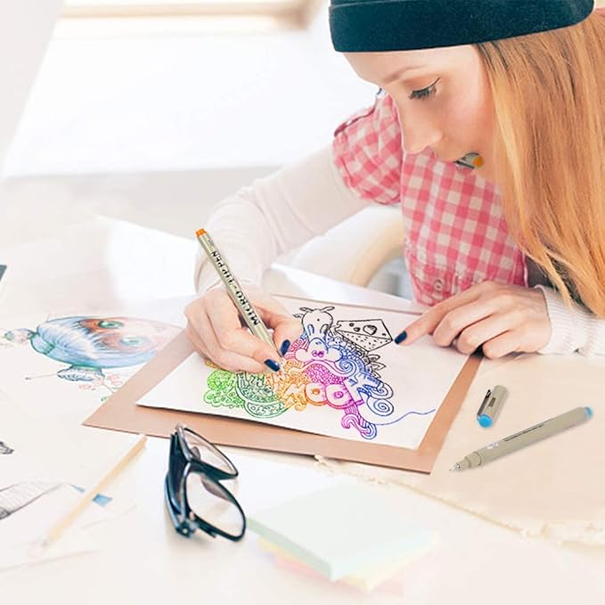 Shuttle Art 18-Pack Micro-line Pens - 11 Waterproof Archival Ink Colors in 0.3MM Felt Tip & 7 Blacks in 0.15-0.5MM For Journaling, Illustrating & Drawing