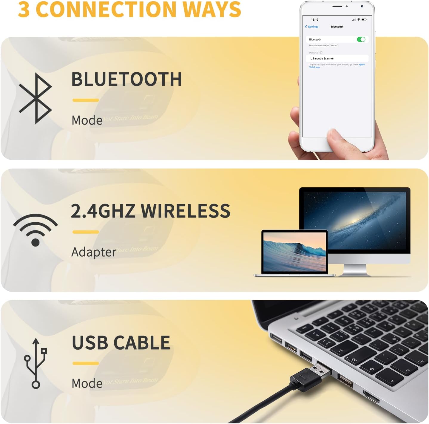 NetumScan Bluetooth QR Barcode Scanner, 3 in 1 Automatic Wireless 1D 2D Barcode Reader USB Image Code Scanner for Store, Warehouse POS, Computer, Tablet, iPad, iPhone, Android