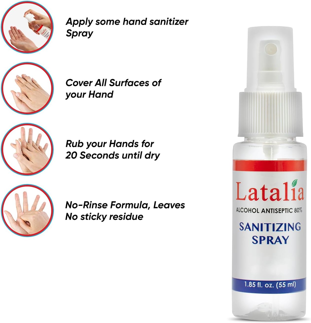 Hand Sanitizer Spray - Pack of 24 Unscented Spray Hand Sanitizer for Hands (1.85 fl. oz & 55 ml)