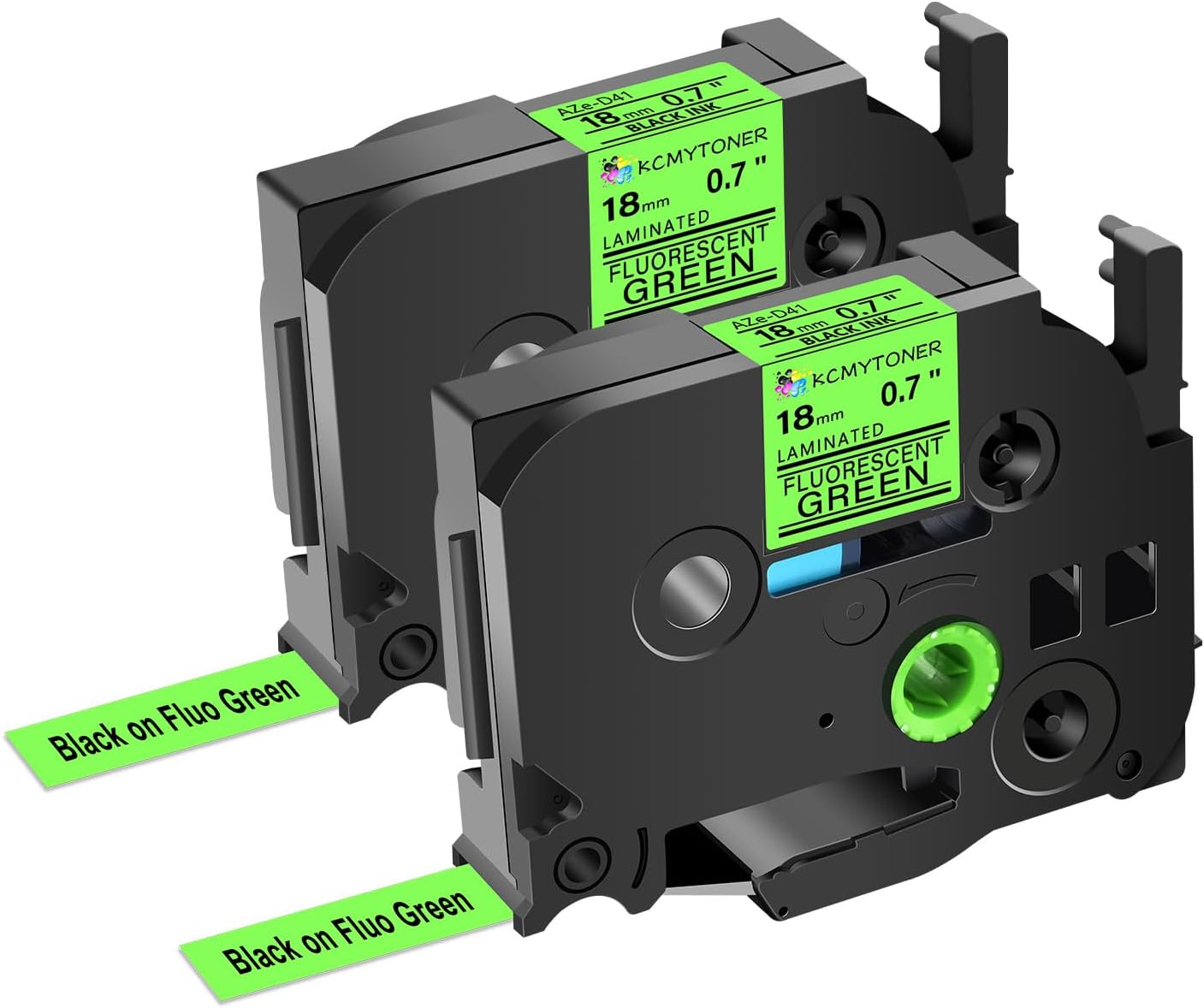 2 Pack Compatible for Ptouch TZe-D41 TZ-D41 TZe TZ Label Tape 18mm 0.7'' Laminated Black on Fluo Green Tape Label Maker Tape for PT-D600 PT-D610BT PT-D600VP PT-P710BT PT-P750W
