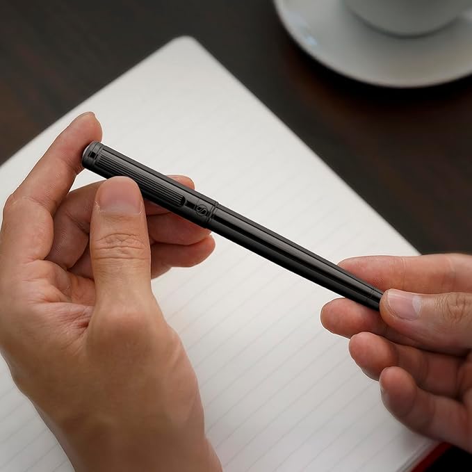 Scriveiner Gun-Metal Rollerball Pen - Stunning Luxury Pen, Schmidt Ink Refill, Best Roller Ball Gift Set for Men & Women, Professional, Executive Office, Nice Pens