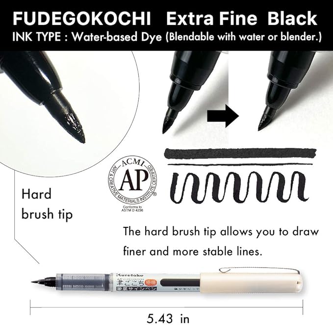 Kuretake Zig Inktober pen set, for Illustration, Manga Drawing, Lettering and Calligraphy, Professional Artist, Made in Japan (FUDEGOKOCHI(3pcs.))