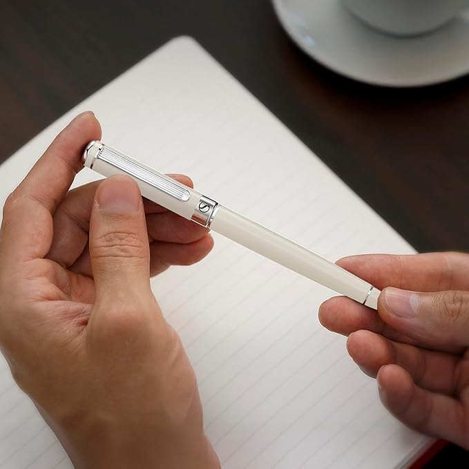 Scriveiner Ivory Rollerball Pen - Stunning Luxury Pen With Chrome Finish, Schmidt Ink Refill, Best Roller Ball Gift Set for Men & Women, Professional, Executive Office, Nice Pens
