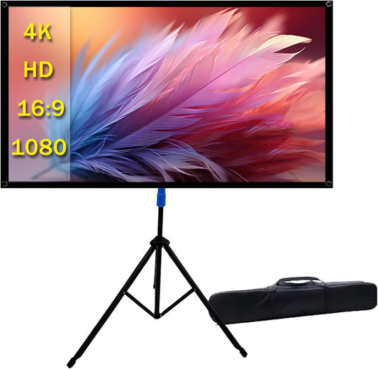 Projector Screen with Stand Outdoor 80 inch 4K HD 1.5-Gain Wrinkle-Resistant Movie Screen, 160° Viewing Angle, Projection Screen for Movie Night and Indoor 【80in】