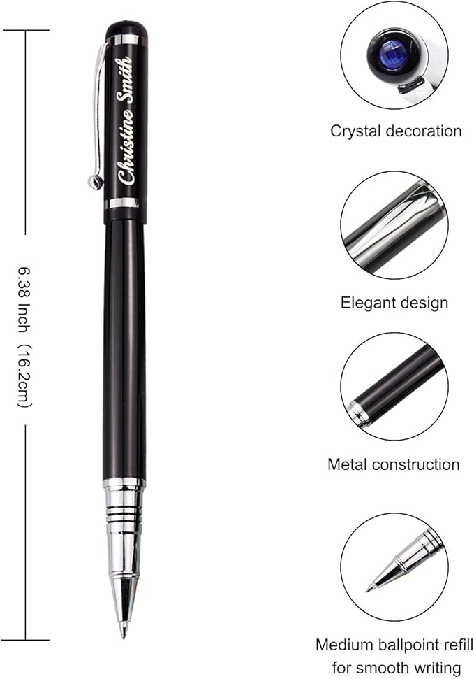 Amlion Personalized Pens Custom Engraved Pen with Name, Refillable Medium Refill, Personalized Gifts for Men Women