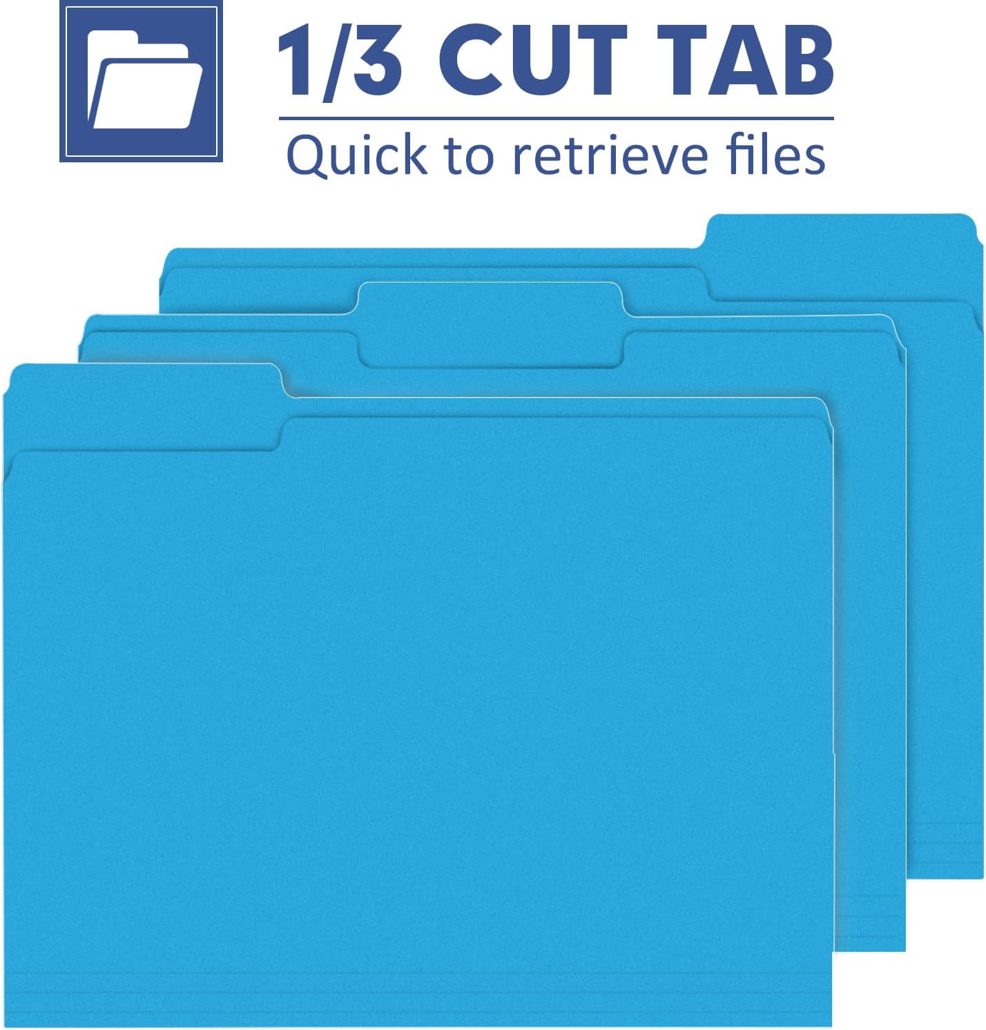 File Folder, PANDRI 120 Pack File Folder, 1/3 Cut Tab, Letter Size, Filing Folder for Office School Business, Blue