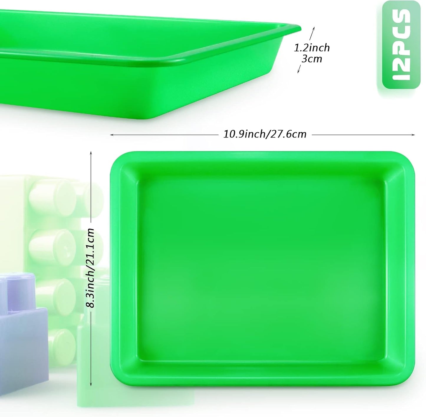 Bercoor 16 PCS Plastic Art Trays for Classroom, Colorful Activity Crafts Tray Serving Tray Organizer Tray for Kids School DIY Projects, Painting, Jewelry, Beads, Home Organizing Supply