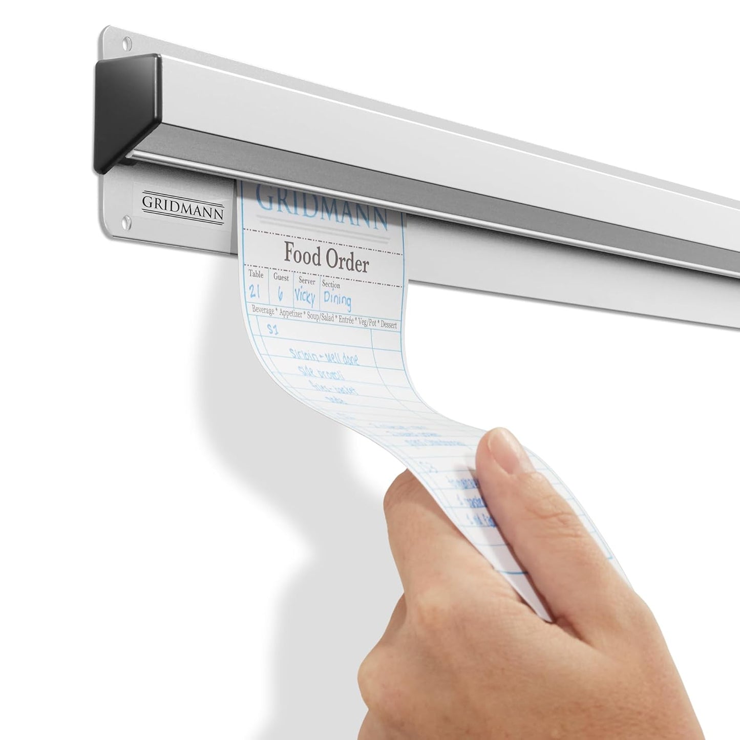 GRIDMANN 36-inch Slide Check Rack, Aluminum Restaurant Ticket Holder for Commercial Kitchen Food Orders