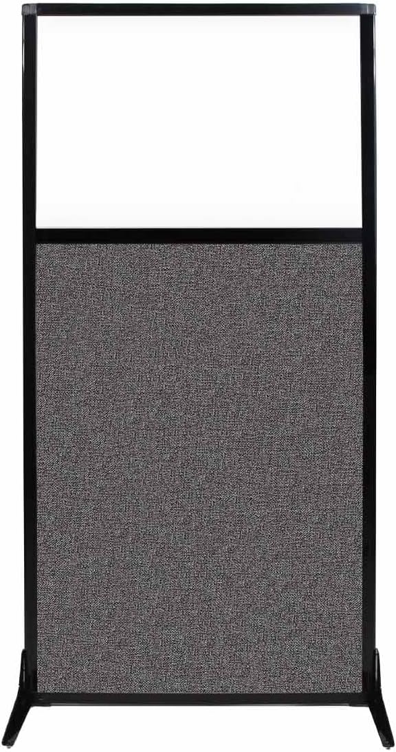 Versare Workstation Partition | Portable Wall Divider | Modern Office Cubicle | Free Standing Privacy Screen | Flexible Work Space | 33" x 70" W/Window, Charcoal Gray Fabric Panels
