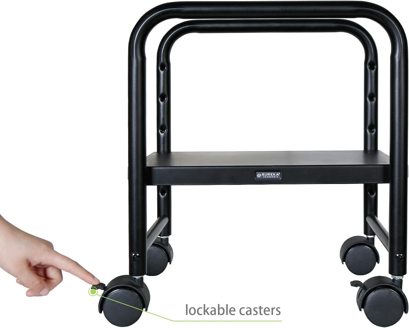 EUREKA ERGONOMIC Computer Tower Stand, Height Adjustable PC Stand for Under Desk, Mobile Rolling CPU Holer with 360° Locking Caster Wheels, Desktop Tower Cart on Floor, Desk Accessories, Steel, Black