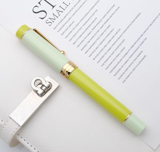 JINHAO 100 Fountain Pen with Ink Converter (Medium Nib 0.7mm, Green Lemon)