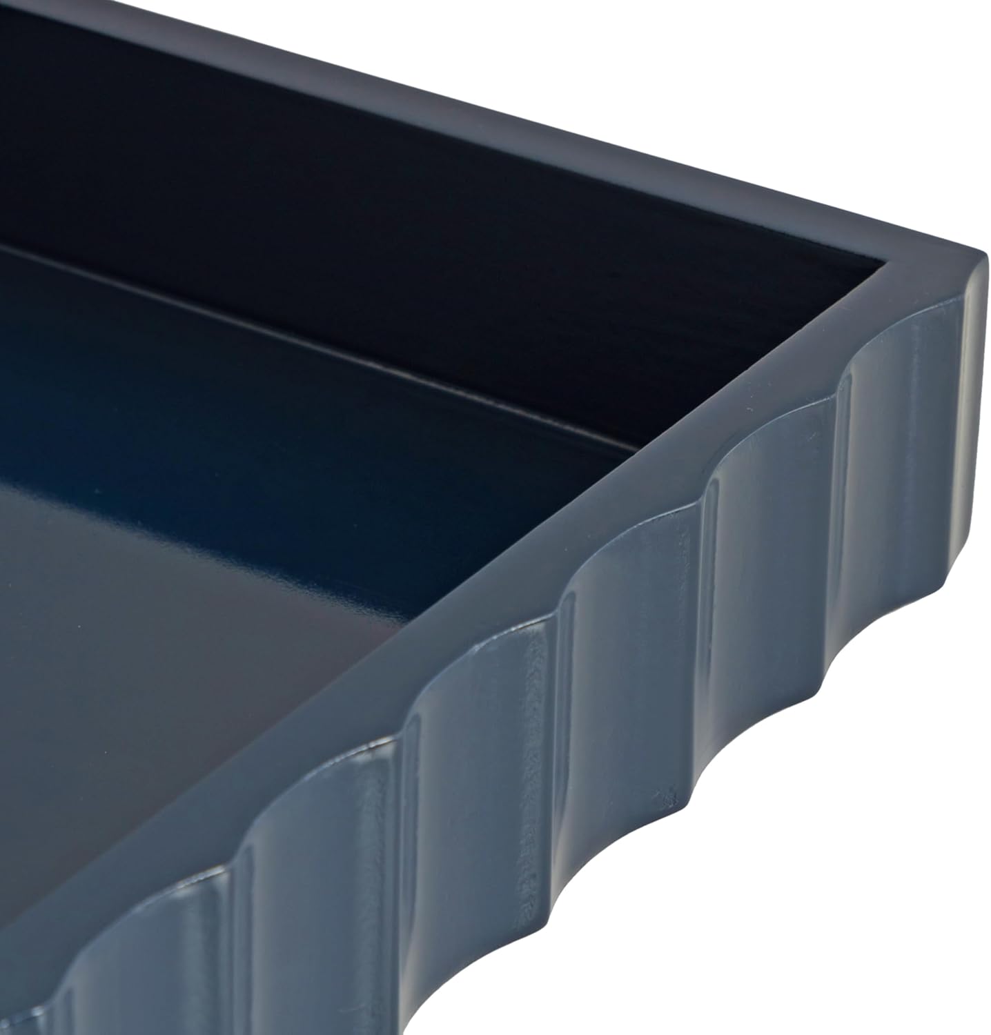 Kate and Laurel Lissi Decorative Rectangle Tray with Wavy Design, 16 x 12, Navy Blue, Modern Scalloped Serving Tray for Coffee Table Ottoman, Dining Table, or Entryway Catch-All Tray