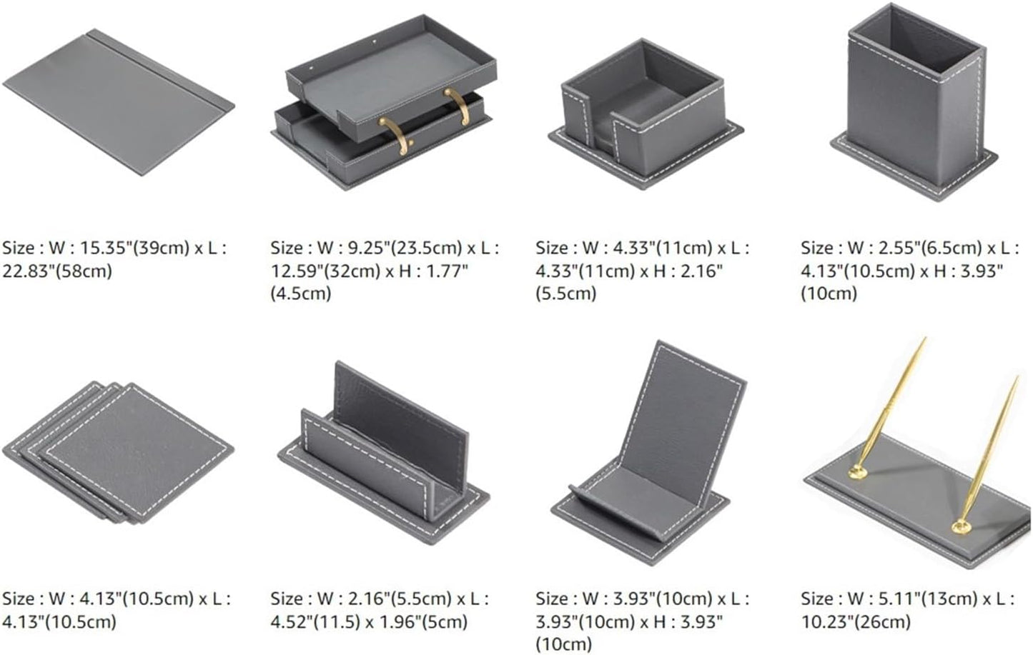 Bonded Set Luxury Leather Desk Pad & Desk Organization Essentials Desk Organizer Leather Desk Organizers