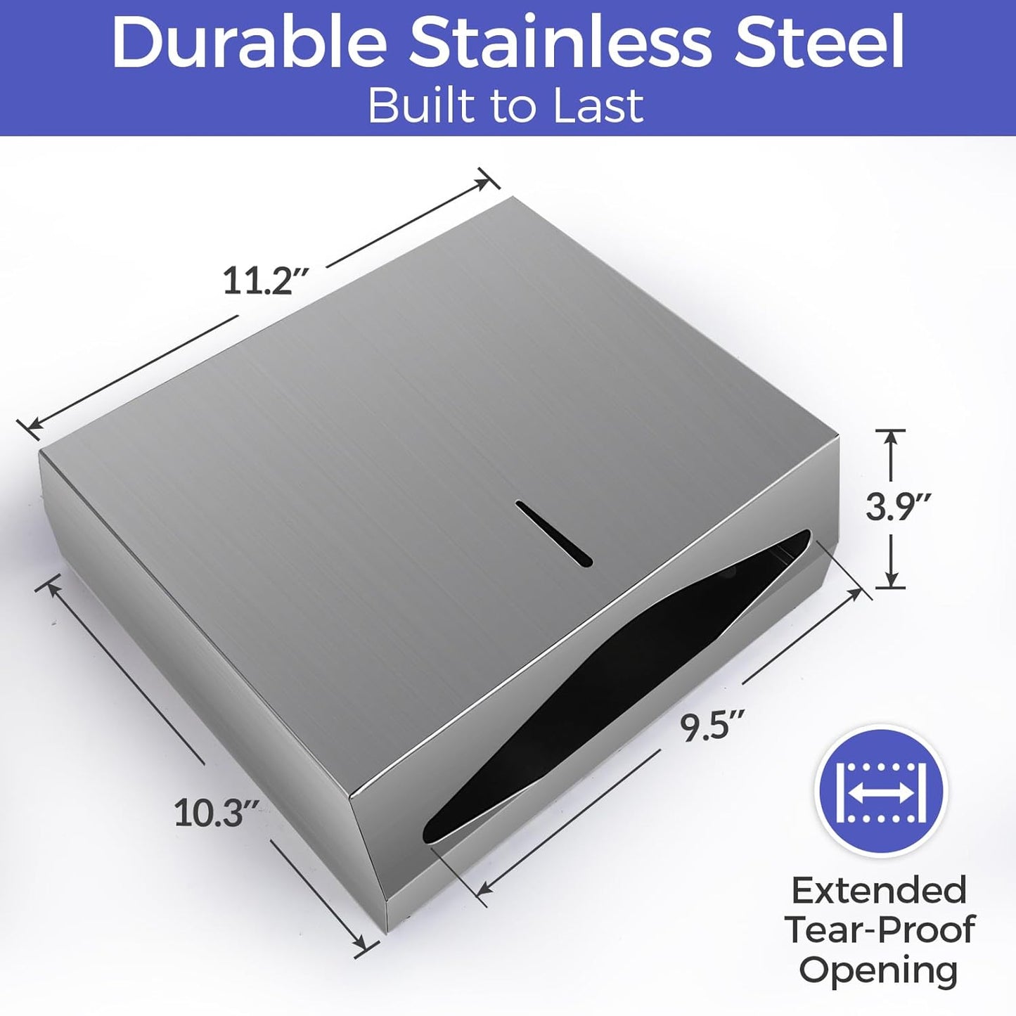 Paper Towel Dispenser Wall Mount, Brushed Stainless Steel Commercial Paper Towel Holder with Lock, Large Capacity 250 C Fold/300 Multifold Towels