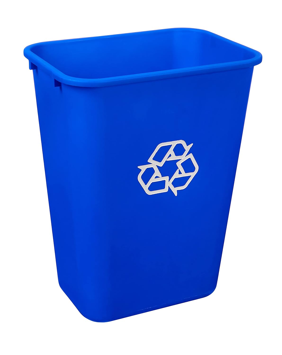 Amazon Basics Trash Can, Rectangular Commercial Office Wastebasket, Recycle Logo, 10 Gallon (Pack of 1), Blue (Previously AmazonCommercial Brand)